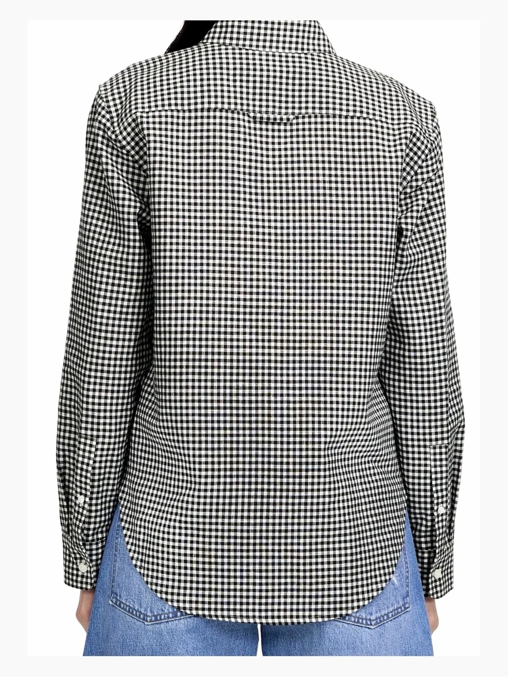 Madewell Relaxed Curved-Hem Button-Up Shirt XS Black White Gingham NWT